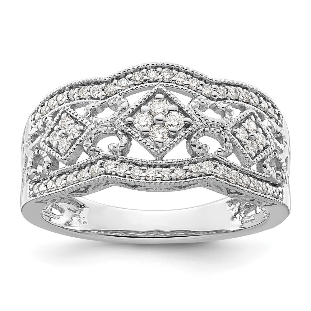 Kazi Luxury 14k White Gold Diamond Vintage Ring